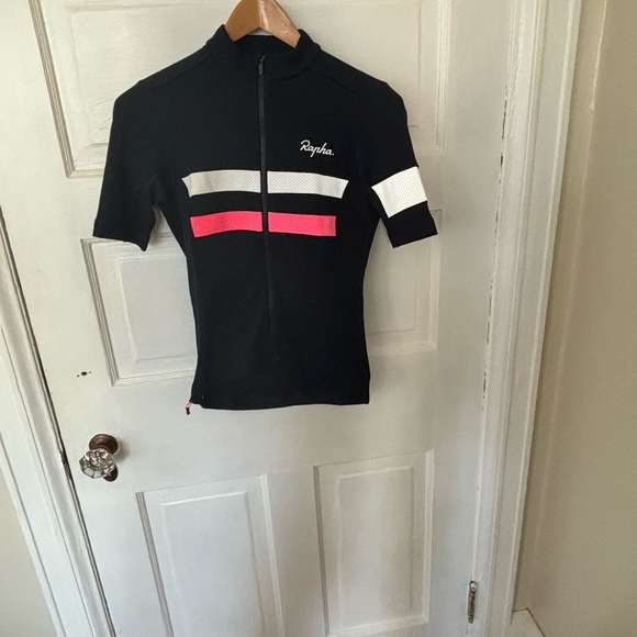 Rapha Tops - Rapha Navy Jersey with Pink and White Stripes